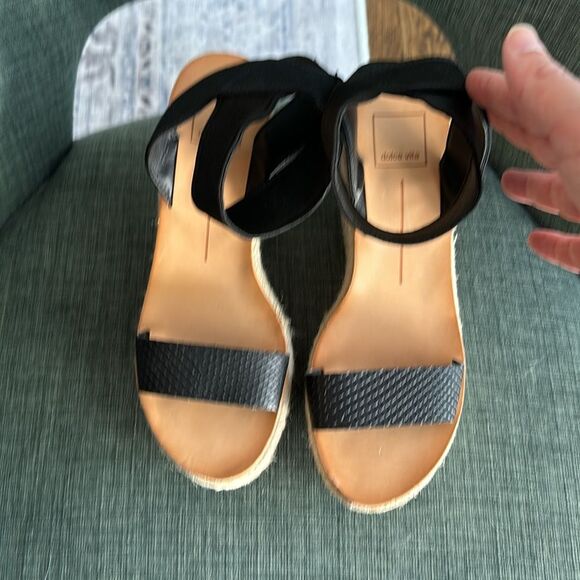 Dolce Vita Pia Women’s black wedge espadrille strappy ankle sandal size 7.5 EUC! - Picture 3 of 8